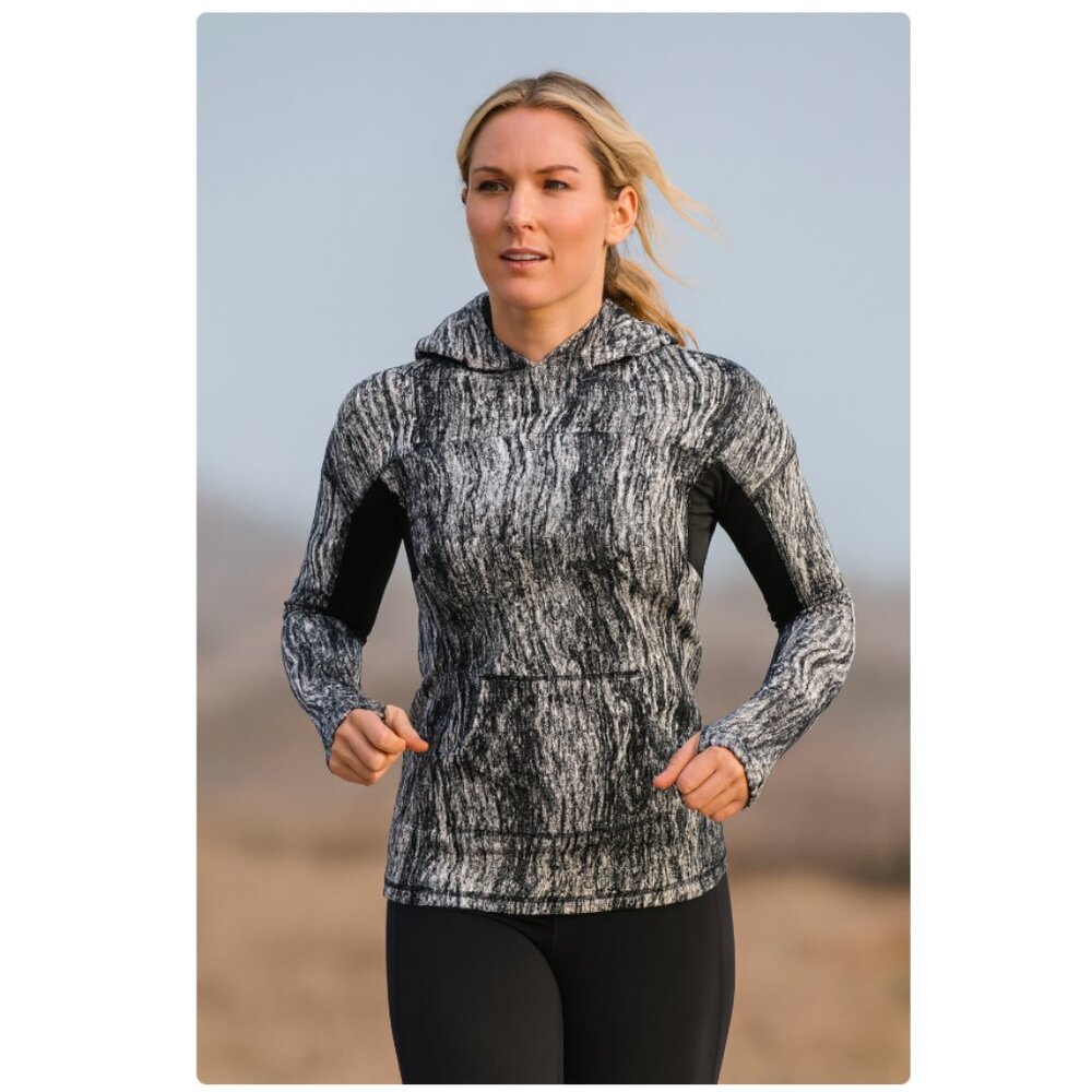 Lululemon Womens Runbeam Hoodie Black White Texture Twist‎ Pullover Lightweight